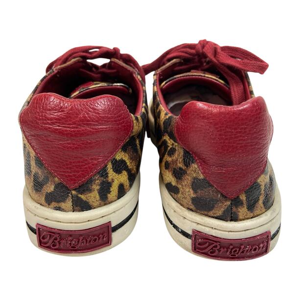 Brighton SPOTS Sneakers Red Animal Print Floral Embroidered Shoes Size 7.5M - Picture 3 of 10